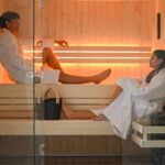 Two Girls in Sauna Room